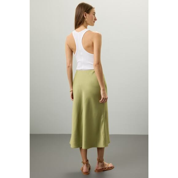 JASON WU Green Satin Side Zipper Sleek Silhouette Slip Style Skirt Size Size 4 - Picture 2 of 13